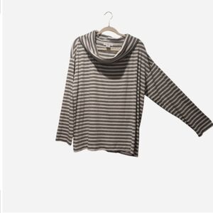 Liz Claiborne Gray and White Striped Sweater